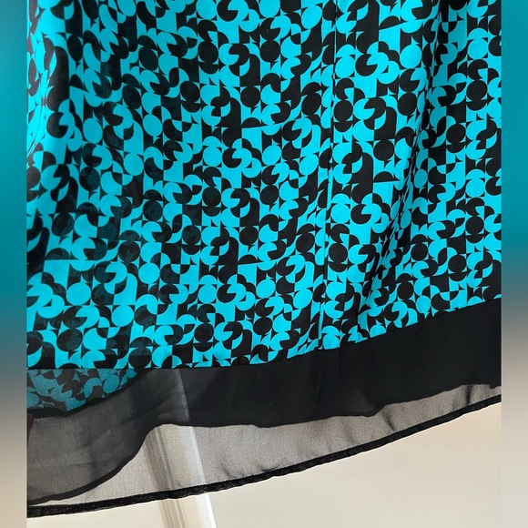 Worthington Turquoise & Black Patterned Sleeveless Blouse Women’s Size Medium - Picture 5 of 14
